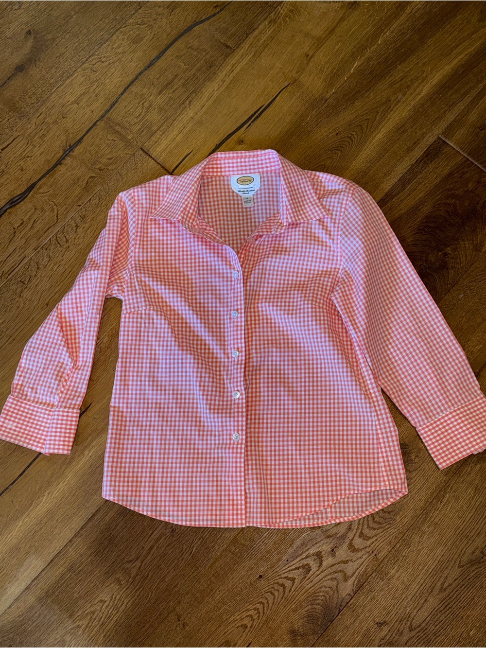 Talbots Pink and White Gingham Shirt